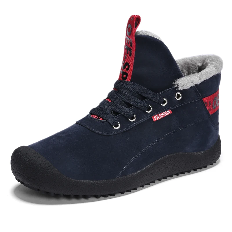 VRYHEID/Большие размеры 39-48, новые зимние мужские ботинки водонепроницаемые удобные зимние ботинки теплые ботильоны на меху мужская легкая обувь - Цвет: Blue