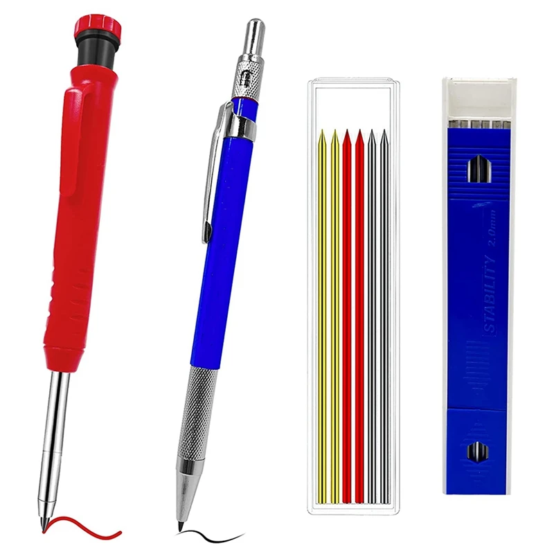 Solid Woodworking Pencils,Automatic Pencil Marking Tool, with Built In
