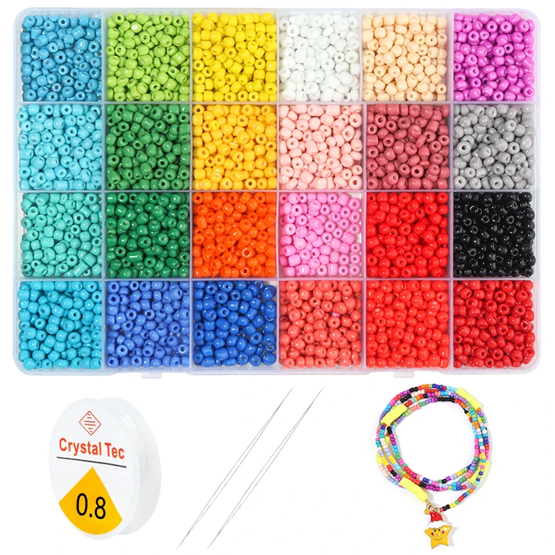 1280-19200pcs Glass Seed Beads Kit Pure Rice Beads Set DIY Bracelet Earring Jewelry Making Kits Letter Bead Crafts Accessories