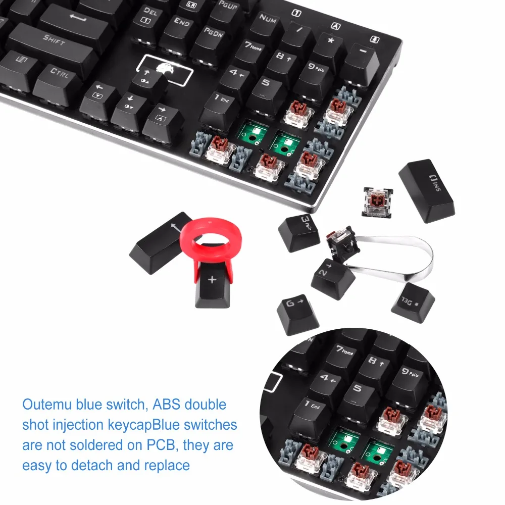 Z-88 RGB LED Backlit Mechanical Gaming Keyboard Metal Plate Outemu Brown Switches, 104 Keys Anti-ghosting QWERTY US Layout