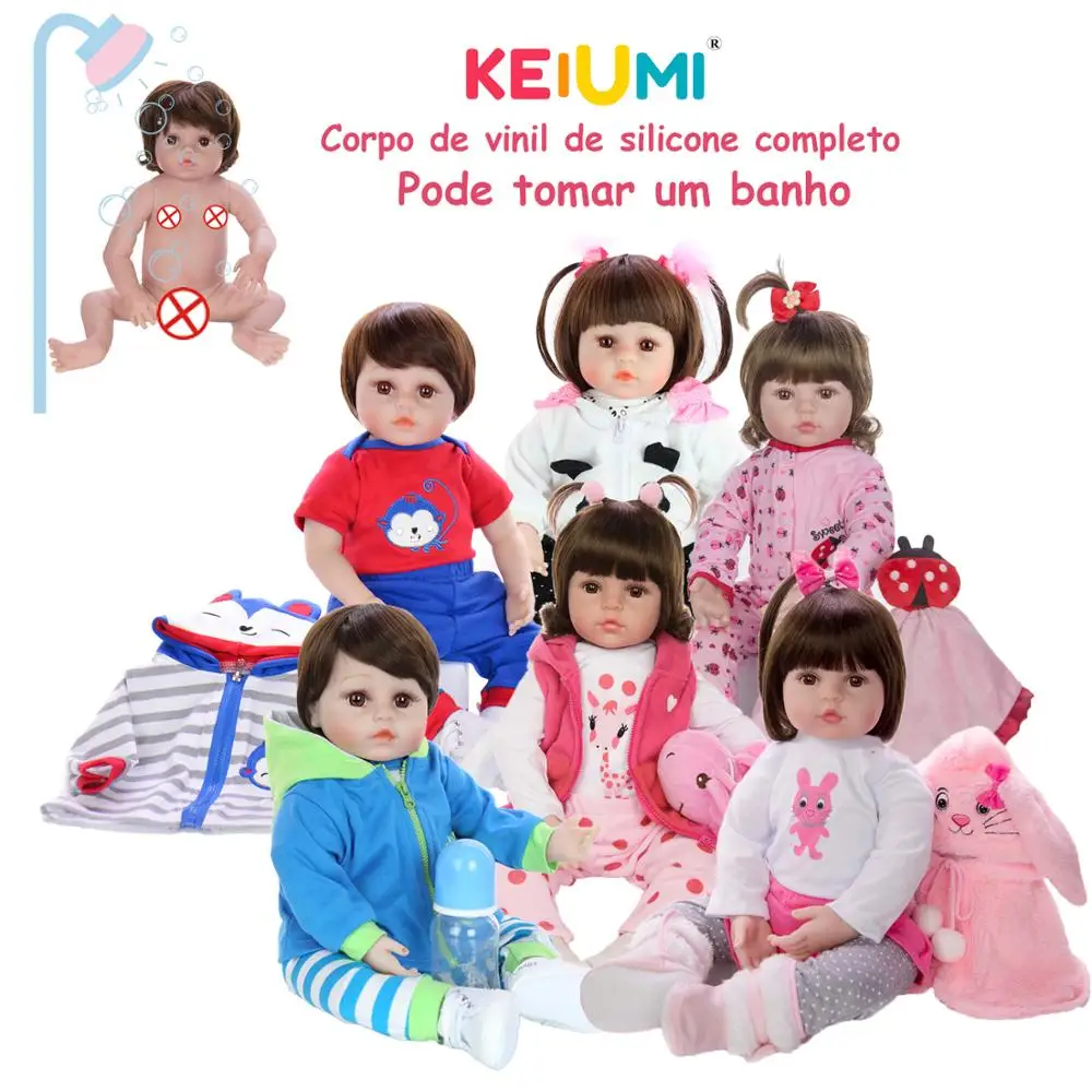 KEIUMI Reborn Menina Menino полностью силиконовые виниловые куклы Reborn Baby, подарки на день рождения, модные игрушки для купания для маленьких детей