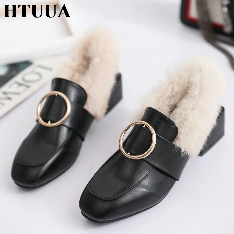 fluffy loafers womens