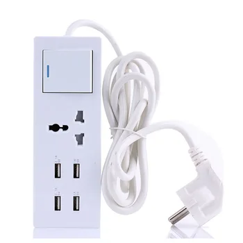 

Smart USB Power Strip Socket EU Plug Overload Switch Surge Protector 1 Outlet 4 Port USB Charger - 1.8M Power Cord Socket
