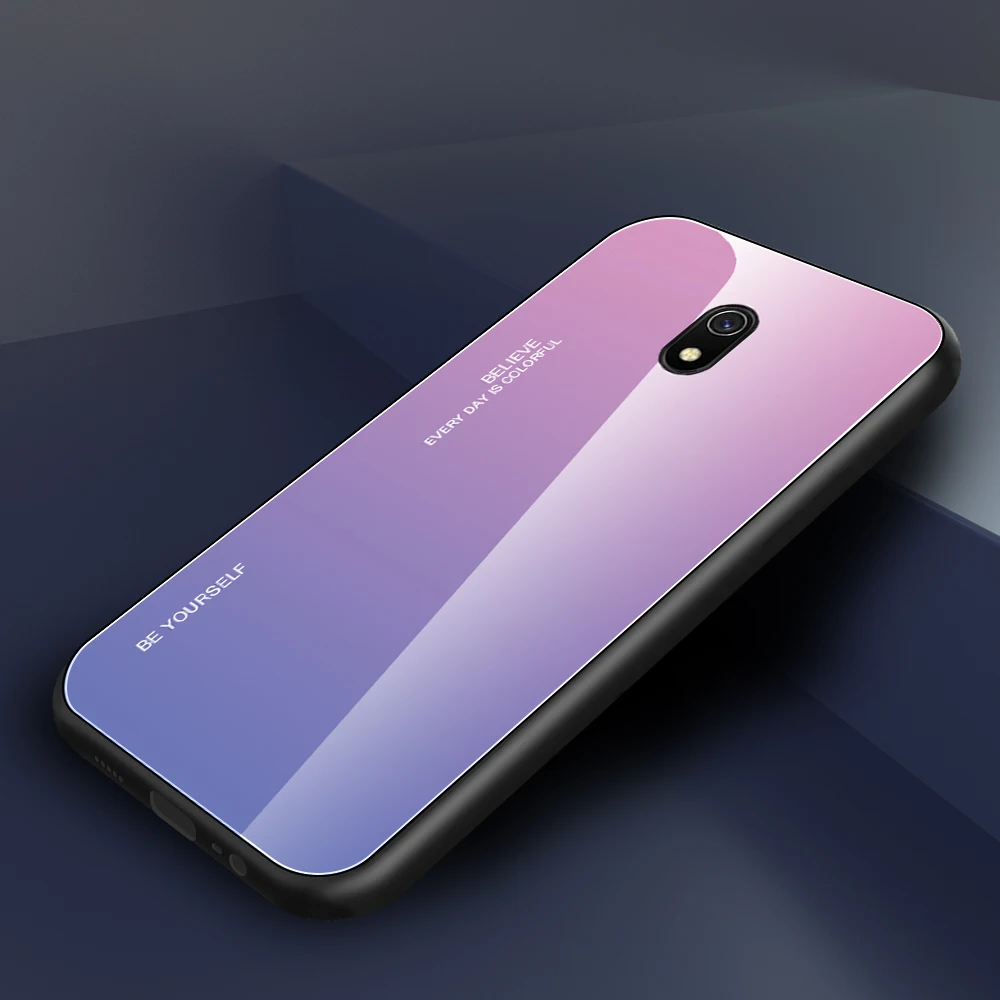 Жесткий чехол для Xiaomi Redmi 8 8A, чехол, роскошный градиентный стеклянный чехол, мягкая силиконовая рамка, бампер для Redmi 8, чехол для Redmi 8 A, чехол
