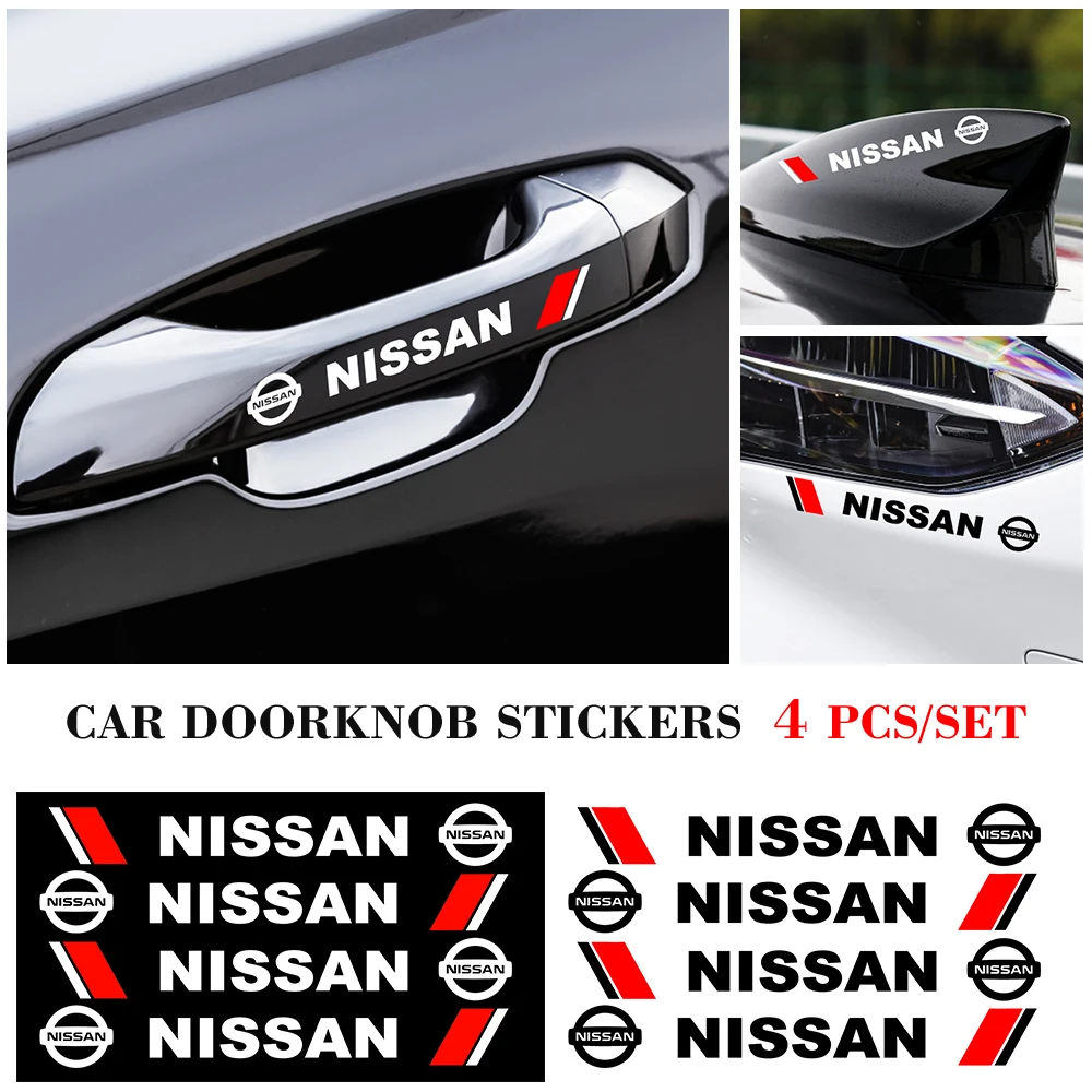 4 шт. наклейки на дверную ручку автомобиля Nissan Nismo X-trail Almera Qashqai Tiida Teana Juke Micra Note Leaf |