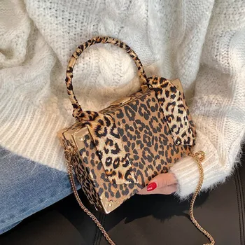 

Women Shoulder Bag Square Box Design Luxury Handbag Women Bags Designer Leopards Pattern Hand Bags 2020 Female Clutch Purse