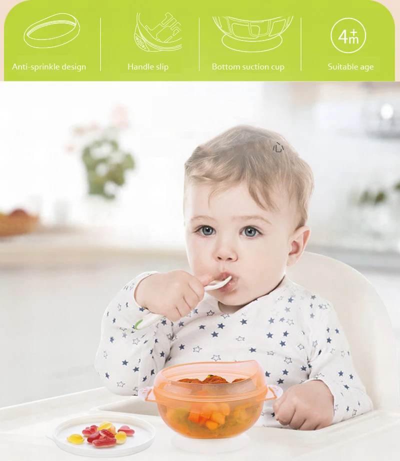 Hogokids набор детской чаши, тренировочная чаша, столовая посуда, обучающее блюдо на присоске, Детские тренировочные столовые приборы, чаша с крышкой, подарочная коробка