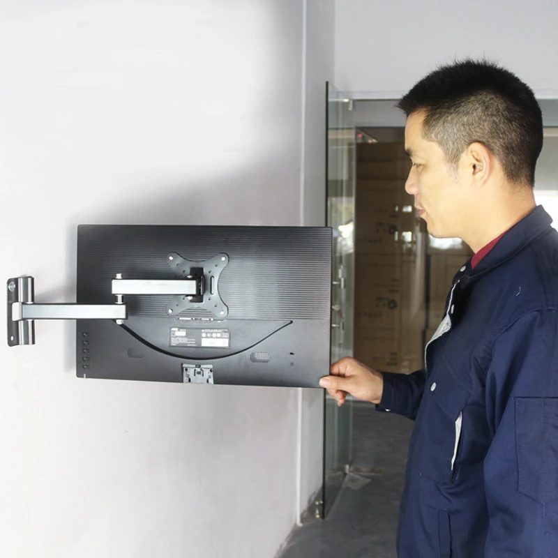 10 Inch-27 Inch Retractable TV Wall Mount Bracket Loading 15Kg Full Motion Bracket Mount for Flat Screen Up To 100X100Mm