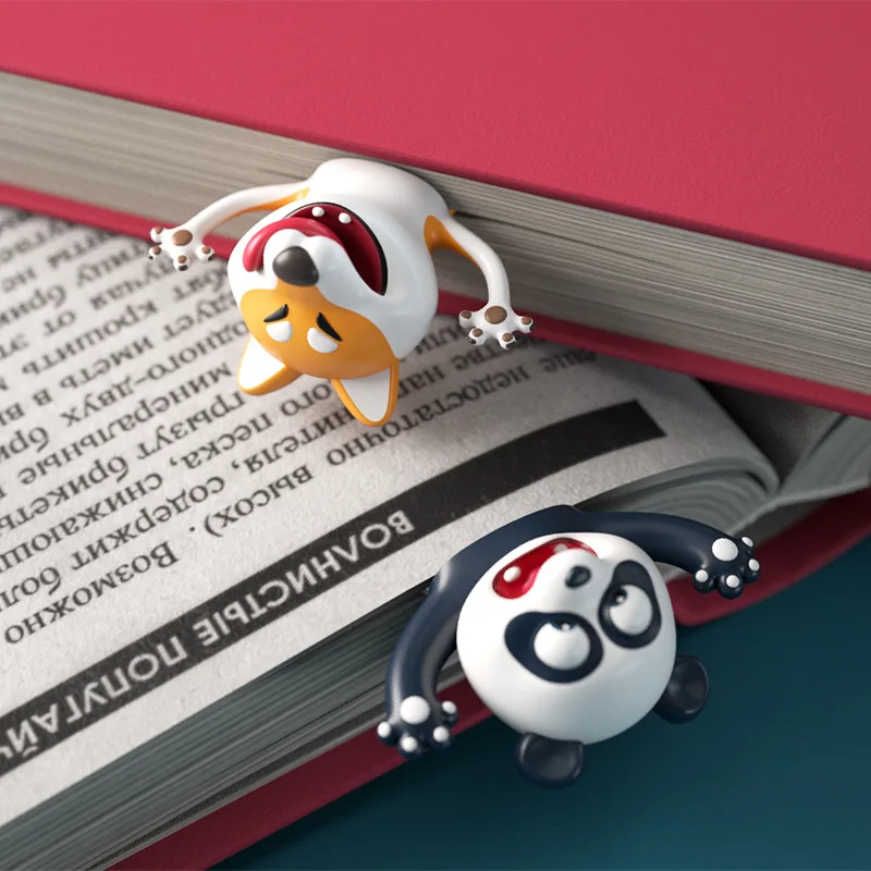

Creative 3D Bookmark Funny Animal Bookmarks Cute Cat Dog Panda Book Marker for Kids Student Gift Office School Kawaii Stationery