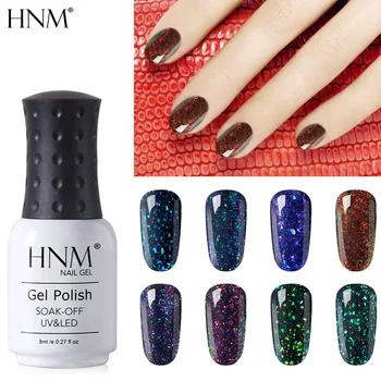 

HNM Chameleon Starry Gel Nail Polish Glitter 8ml Need Black White Color Soak Off UV LED Varnish Lacquer Long lasting Base Top