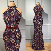 Выпускные платья Русалка Длинные Саудовская Аравия Роскошные для женщин Цвет блестками Формальные Вечерние платья без рукавов размера плюс