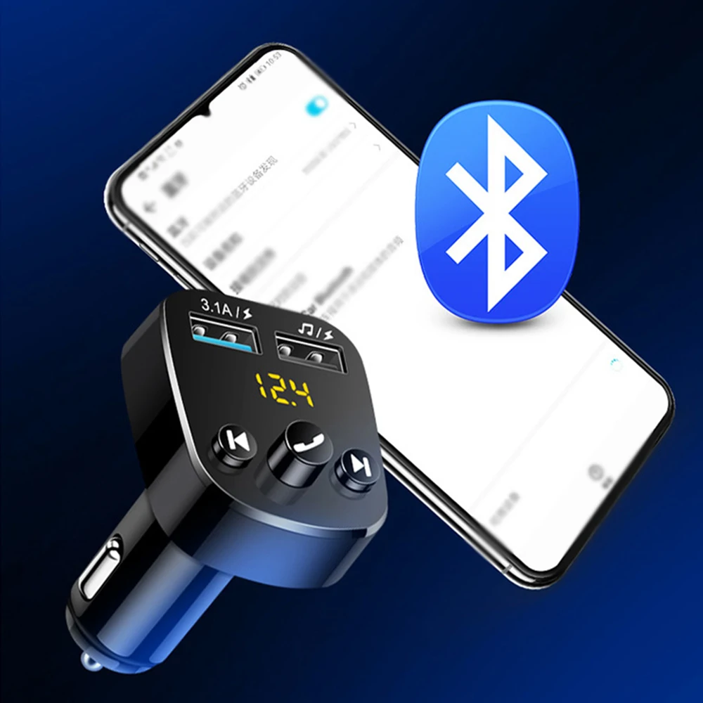 Fm-передатчик Bluetooth 5,0 Автомобильный MP3-плеер адаптер батарея напряжение снижение шума TF карта hands-free Dual USB зарядное устройство