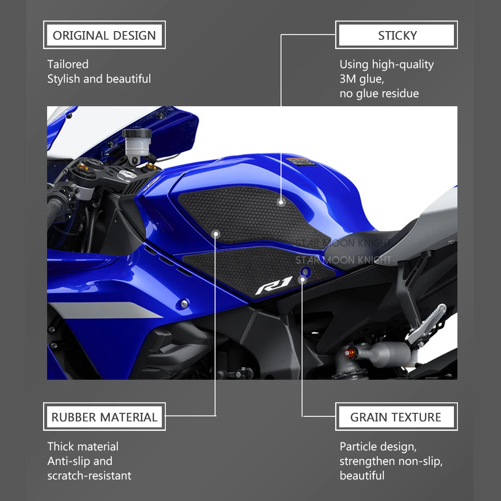 Motorcycle Side Fuel Tank Pad For Yamaha YZF R1 R1M YZFR1 YZF-R1 2020 - 2021 Tank Pads Protector Stickers Knee Grip Traction Pad