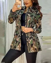 Fashionable Women's Coat 2021 Women's Clothing Camouflage Print Long Sleeve Zipper Up Coats Casual Ladies Wear