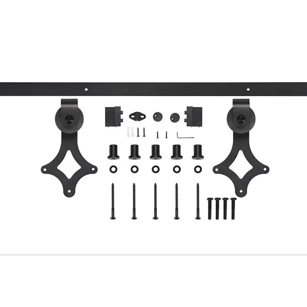 

6 FT Modern Door Hardware Closet Set Antique Style Sliding Track Steel Closet Track Kit Durable Bypass Wood Roller