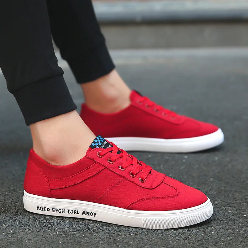 

Espadrilles Spring Canvas Sneakers Red Shoes Men Lace-up Outdoor Walking Sneakers Mens Trainers Tenis Hombre Casual Sports Shoes