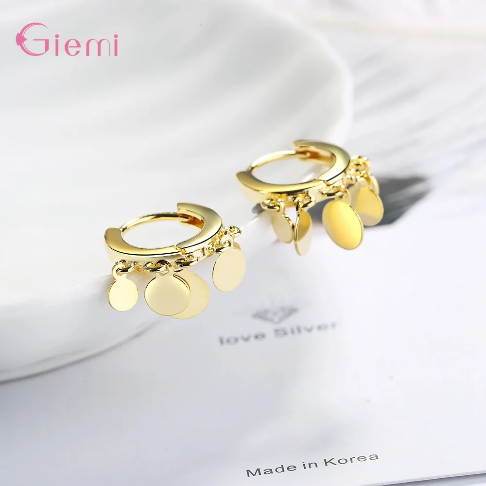 Simple Fashion 925 Sterling Silver Mini Small Round Circle Hoop Earrings for Women Girl Trendy Jewelry Gift Oorbellen Brincos - Окраска металла: Gold