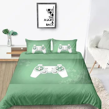 

Queen Size Bedding Set Gamepad Fashionable Fresh 3D Duvet Cover Green King Twin Full Single Double Unique Design Bed Set