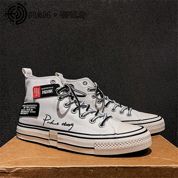 

High Quality Classic Men Canvas Shoes 2020 New High Top Flats Men Women Vulcanized Shoes Graffiti Casual Shoes for Men