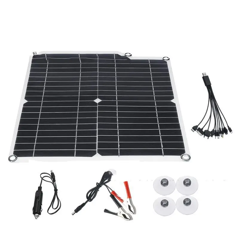 

Suitable For Cell Phone Charge35W/5V Solar Panel 35W Solar Cell Phone Charger with 8 kinds of ports wire Mini Solar System DIY