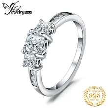 JewelryPalace полые сердце 3 Камень 1.7ct Pricess Cut кубического циркония Обручальные Обручение кольцо стерлингового серебра 925