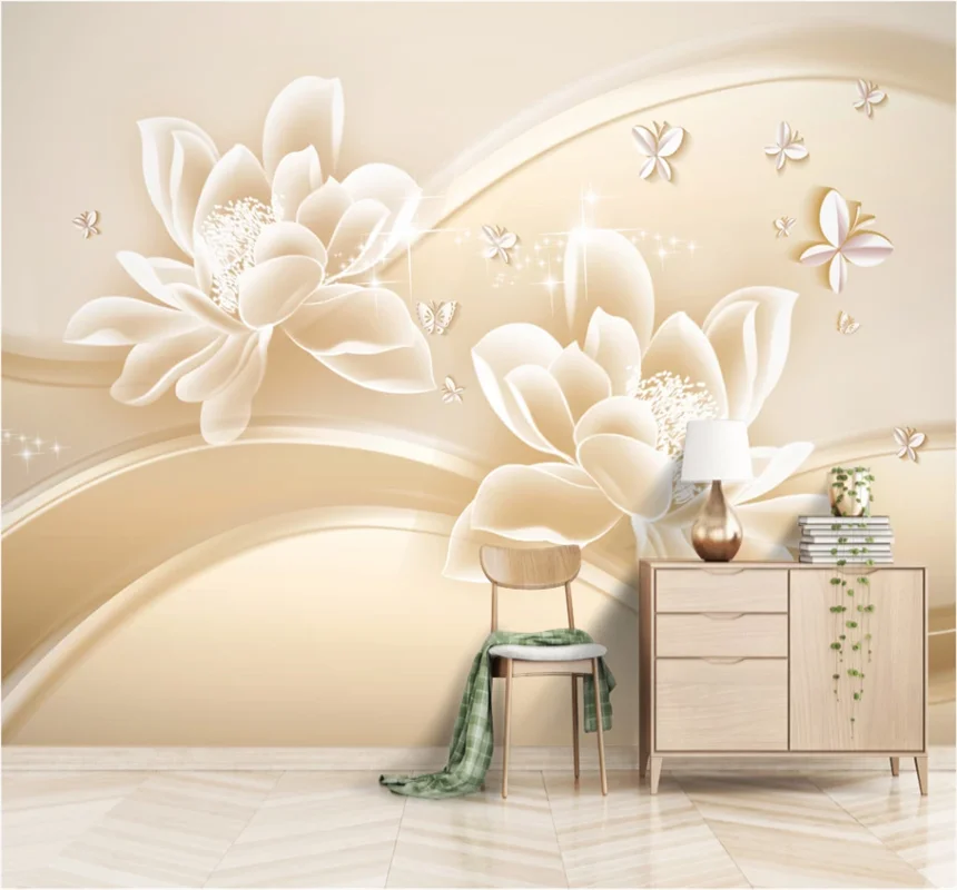 xuesu Fantasy 3D Lotus European pattern background wall painting custom wallpaper 8D waterproof wall cloth