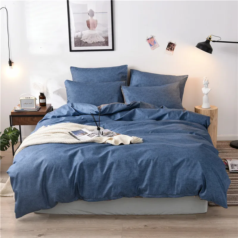 Solid Geometric Bedding Sets Nordic Simple Ployester 3 Pieces Reactive Printing Single Queen King Bedding Sizes