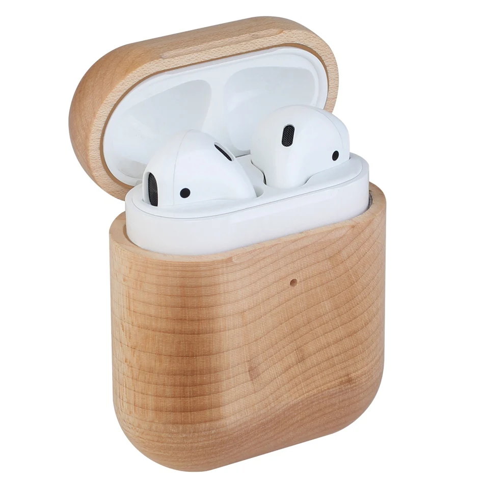 Для AirPods чехол натуральный противоударный Деревянный чехол для AirPods 2 Премиум кожаный сшитый ручной работы чехол для Airpods 1