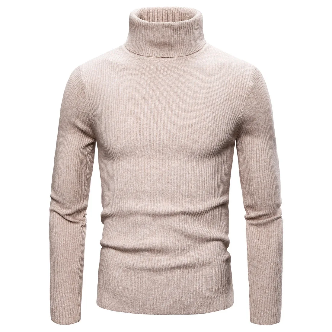 036-beige 14 цветов GustOmerD, зимний мужской однотонный теплый пуловер с высоким воротом, мужской свитер, Модный повседневный кашемировый свитер, мужская одежда - Цвет: 036-beige