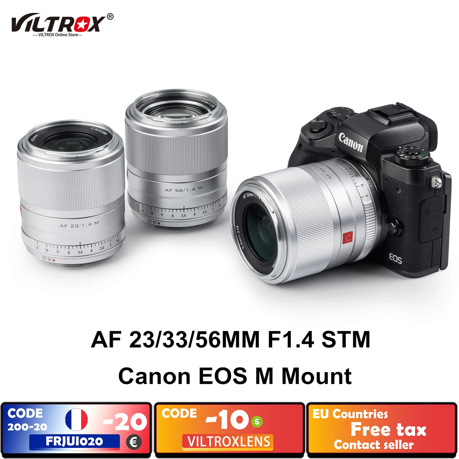 Портретный объектив Viltrox 23/33/56 мм f1.4 EF-M с большой диафрагмой и автофокусом APS-C для