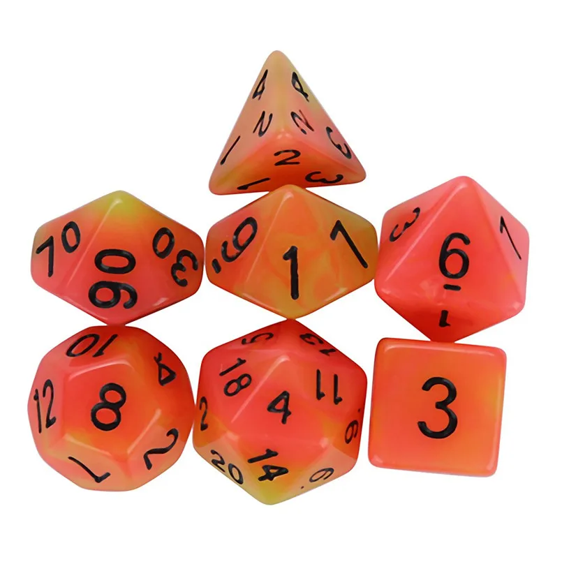 7 шт. светящиеся многогранные кубики набор счастливых игр dados de rpg трпг Акриловые