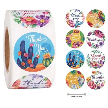 

500Pcs/roll Stickers Seal Label Sticker Round Coated Paper Color Thank You Handmade Sticker Stationery Envelope Gift Box Decor