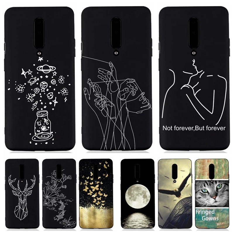 

For Coque Oneplus 7 Pro Case on for Funda Oneplus 7 Pro One Plus 7 Case Cover Line Art Ultra Slim Black Soft TPU Silicone Cover