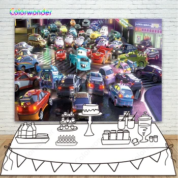 

Car Party Mobilization Cartoon Backdrop Background for Photo Studio Photophone Photozone Background for Camera Photo Wallpaper