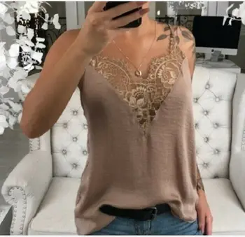 

Womens Lace Top Sexy Vest Fashion Camisole Sleeveless Tank Tops 2019 new hollow out floral vest V neck lace design