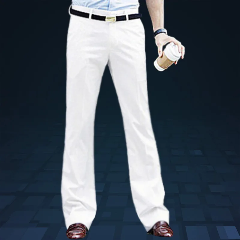 Мужской костюм брюки новые деловые прямые широкие мужские брюки мужские британские не обжигающие микро-брюки костюм брюки - Цвет: White