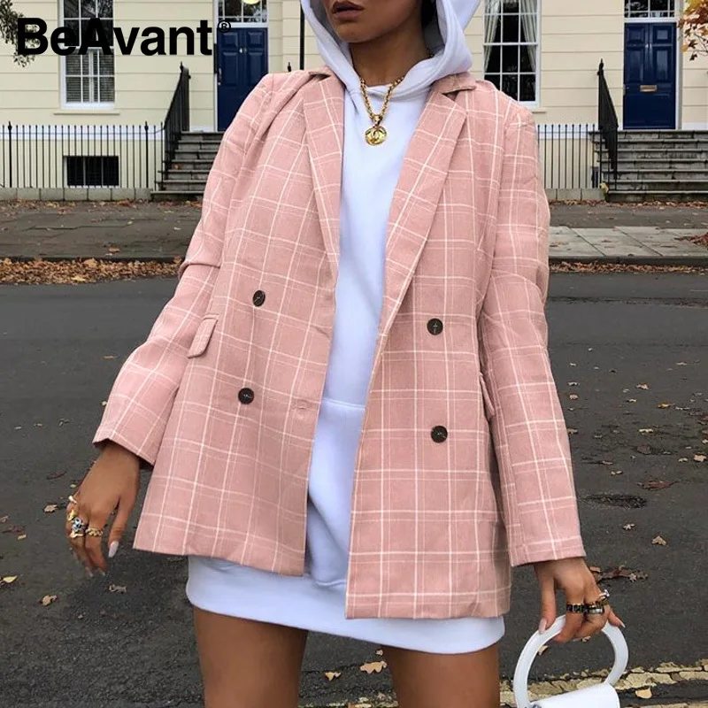 70% OFF BeAvant Streetwear Pink Fashion Blazer Pants Women Spring Autumn Long Sleeve Blazer Coat Elegant Female Office Blazer Bottom