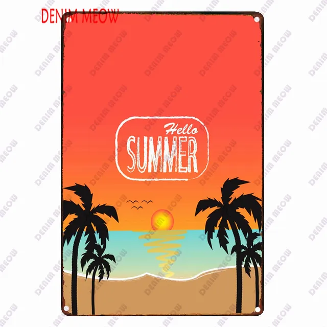 Beach Metal Sign Tin Vintage Summer Beach Plates Relax Metal Wall Sign Pool Tiki Bar Pub Seaside Ocean Happy Place Decoor WY161 16