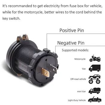 

5V/2.1A Socket Kit LED Car Motorcycle Dual USB 4.2A Volt Meter Voltage