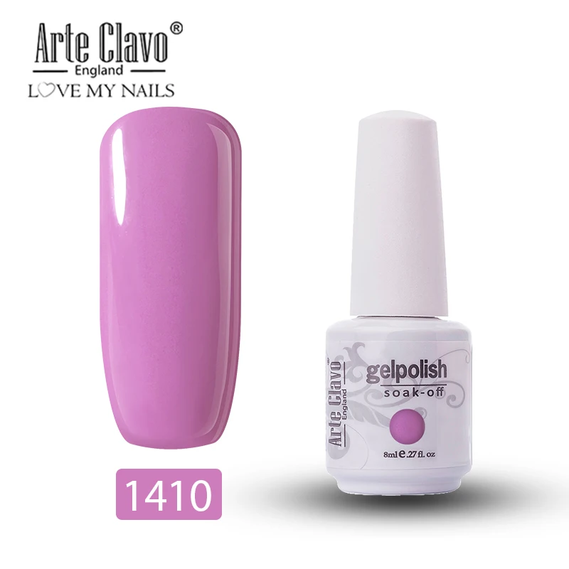 Arte Clavo 8 мл Гель-лак для ногтей набор маникюрный лак Топ Светодиодный УФ-гель лак удаляющийся замачиванием блеск для ногтей гель для украшения лака - Цвет: 1410