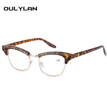 Oulylan очки для чтения «кошачий глаз» женские бриллиантовые модные полимерные линзы женское украшение со стразами-кристаллами очки для дальнозоркости