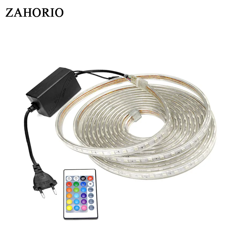 AC220V 5 м 8 10 Светодиодные полосы светильник водонепроницаемый SMD5050 водить 60leds/m RGB