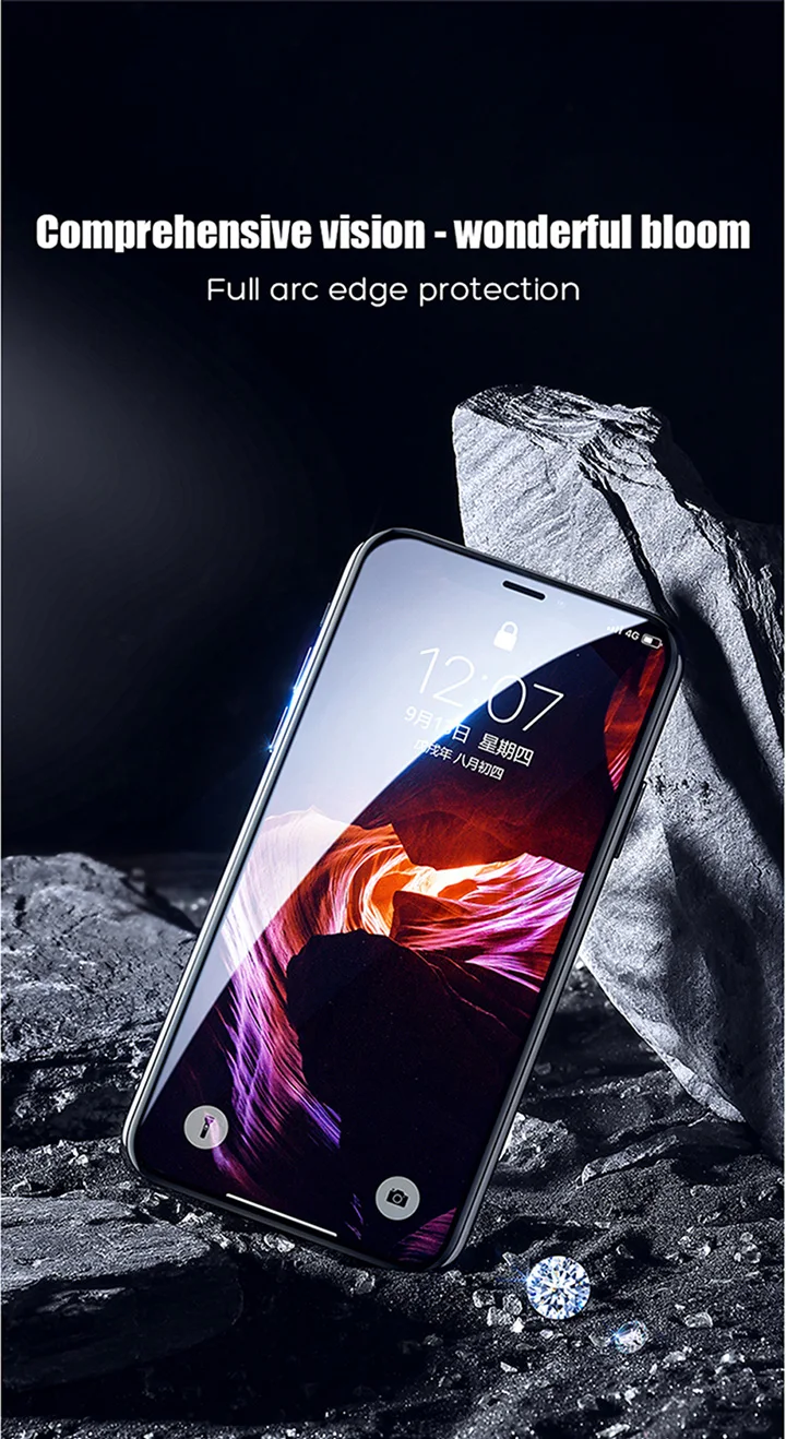 300D полное покрытие закаленное стекло для iphone 11 Pro X XR XS MAX Защита экрана для iphone 11 Pro MAX защитное стекло на iphone X