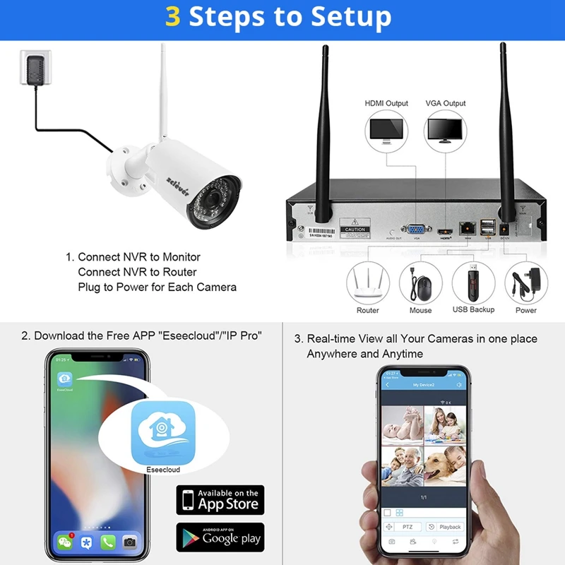Zclever 1080P видео наблюдения комплект домашней безопасности Камера Беспроводной Wi-Fi Системы 4/8CH NVR H.265+ HD 2.0MP 4/8 шт. CCTV Камера s