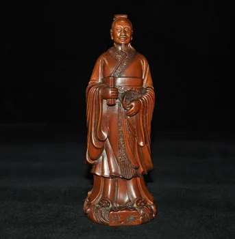 

wedding decoration China Boxwood wood carving Taoism Ancient great Military thinker Fan Wei statue