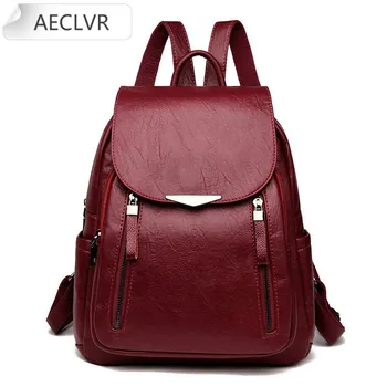 

Casual Backpack Female Brand Leather Women's backpack Large Capacity School Bag for Girls Double Zipper Leisure Shoulder Bags