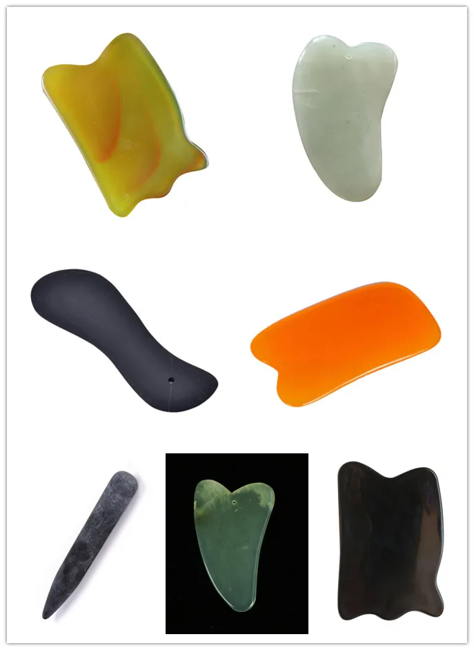 Natural Jade Guasha Board Massage Tool SPA   Scraper Stone face Anti-wrinkle Treatment Body Massage