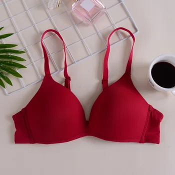 

Women Sexy Solid Color No Trace Without Steel Ring Bra Nursing High Gathered Comfort Underw