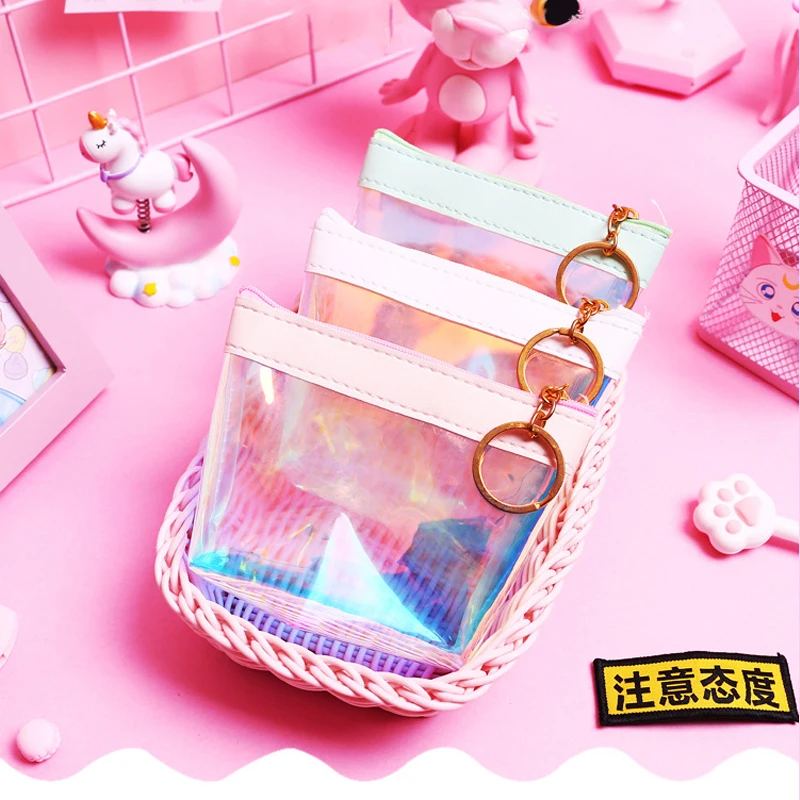 

Local Stock Waterproof Transparent PU Jelly Small Wallet Coin Purse Card Pouch Laser Wallet