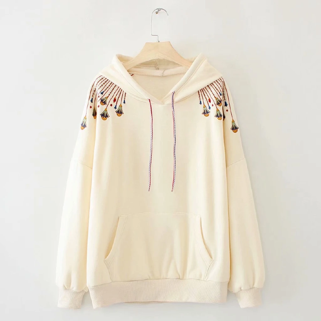 Большие размеры, XL-3XL, женские утепленные толстовки, пуловер с цветочной вышивкой, повседневные топы